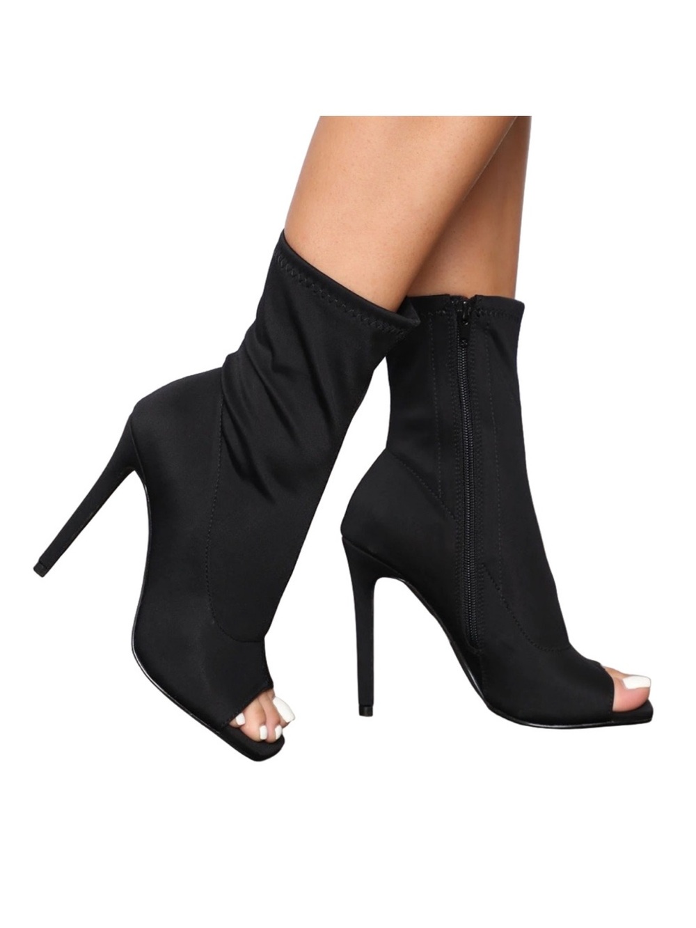 Black Peep-Toe Stiletto Sock Boots - NWOT *Never Worn* So HOT!! 🔥